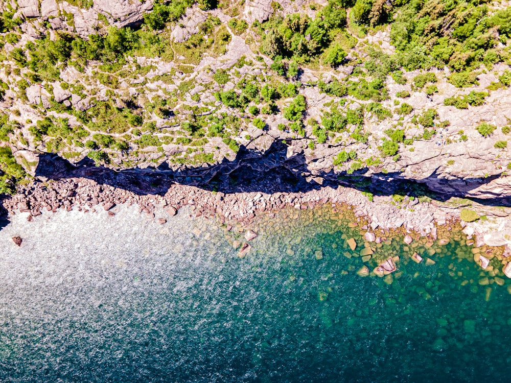 aerial view of green body of water during daytime