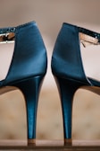 A close-up of elegant shoes on display.