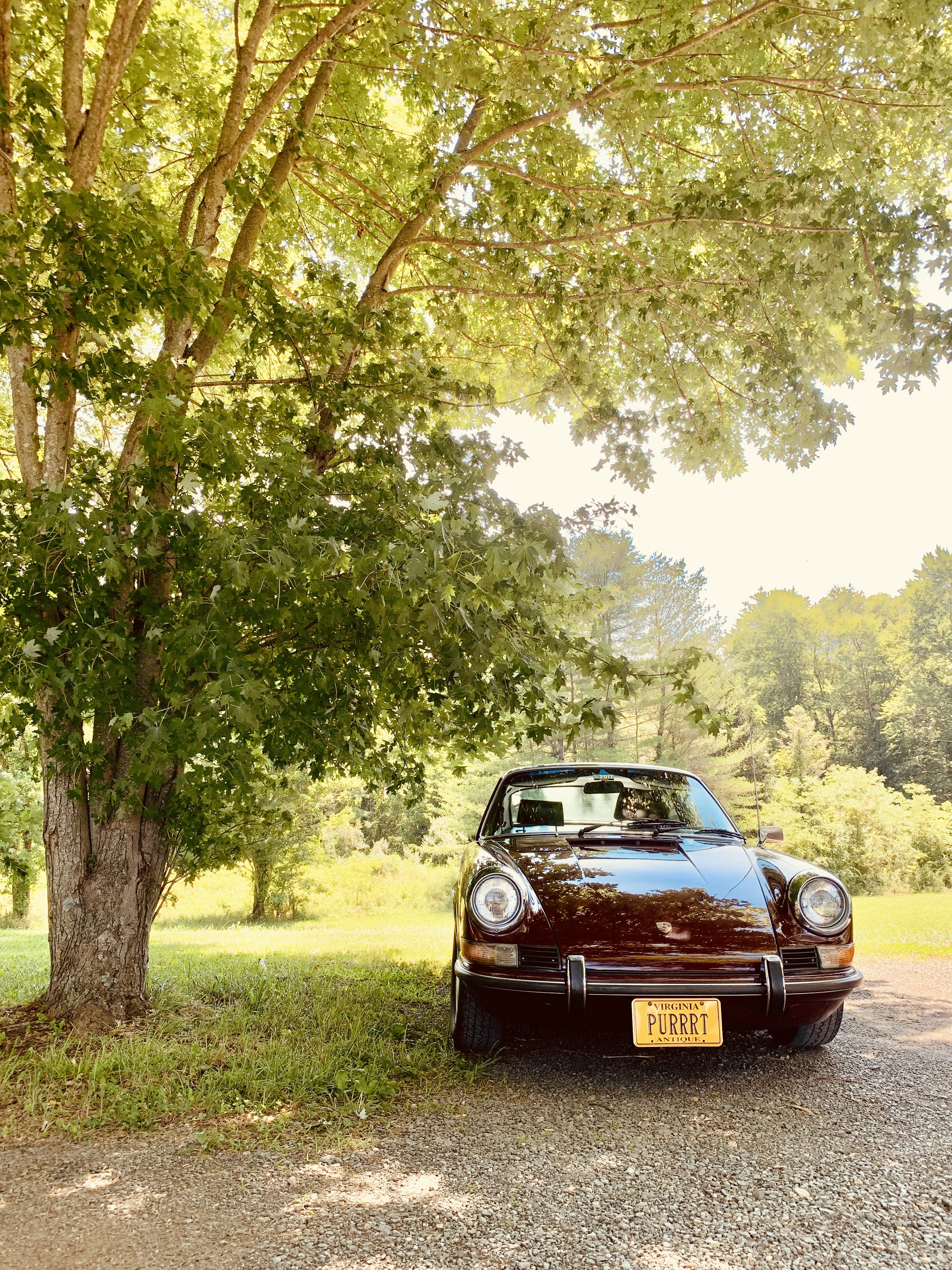 black car parked on green grass field during daytime