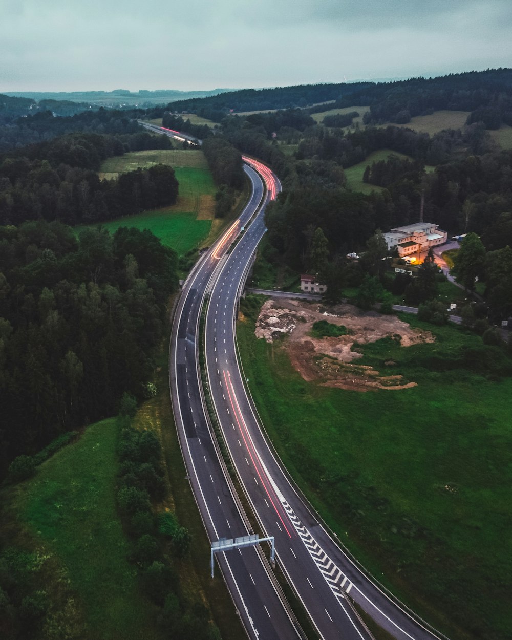 aerial view of road during daytime