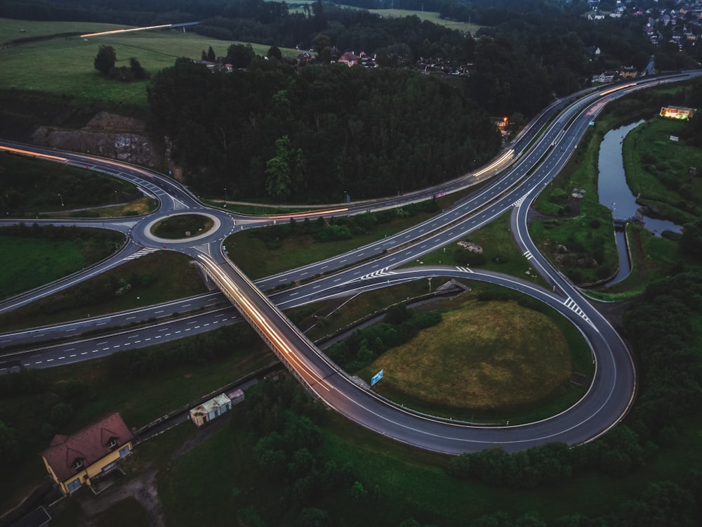 aerial view of a bridge