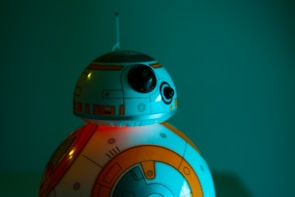 Close-up of Xentaur robot's advanced sensor array glowing softly in low light