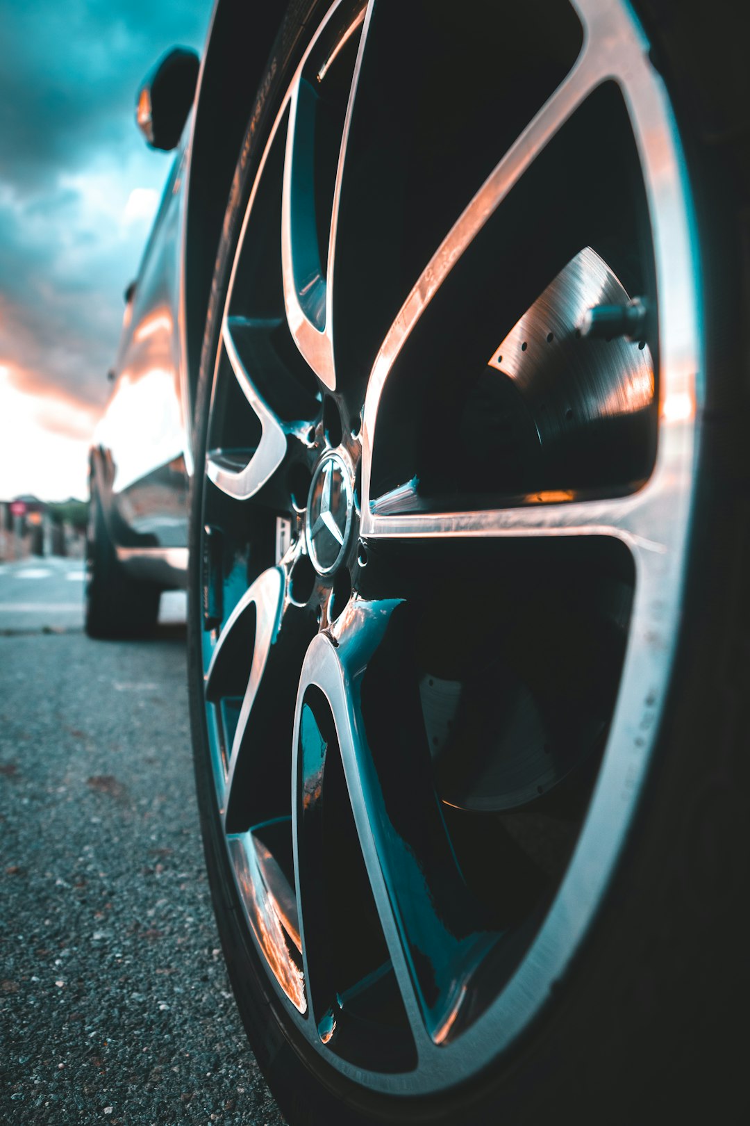 black and silver car wheel