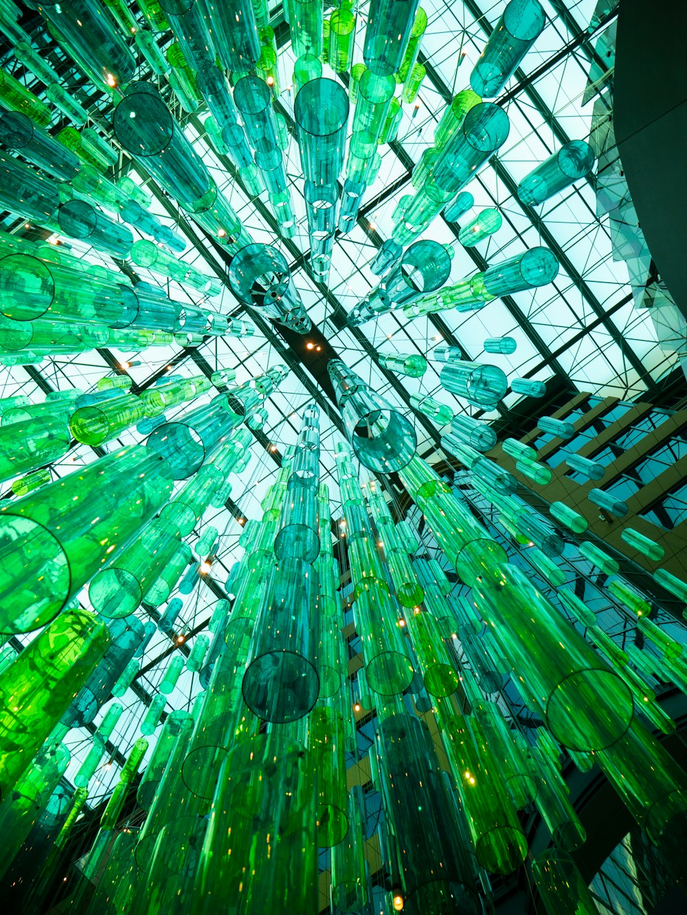 green and white umbrella in close up photography