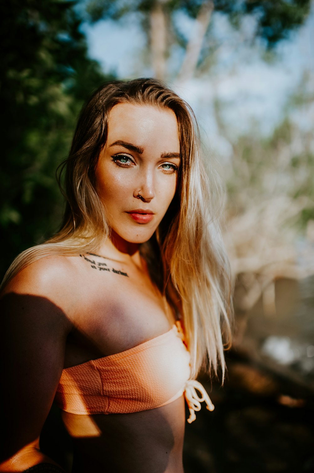 woman in orange off shoulder shirt