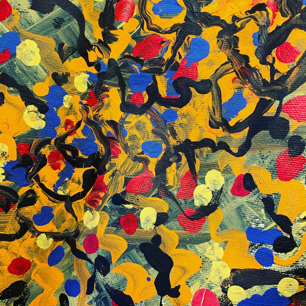 yellow blue and red abstract painting