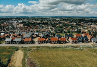aerial image of housing estate UK