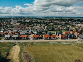 aerial image of housing estate UK