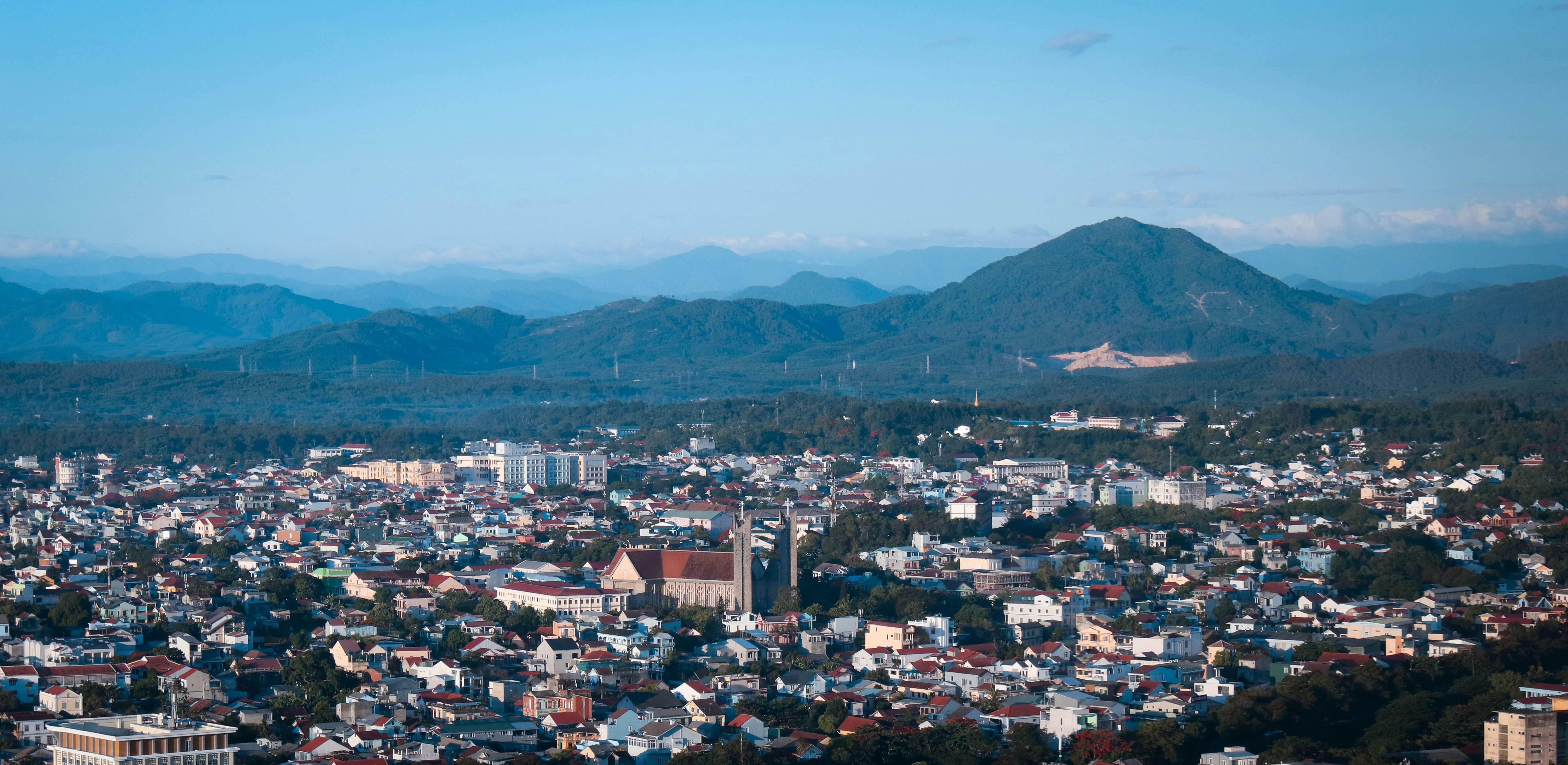 The image was taken from the level 33th of Vinpearl Hotel, The south west corner of Hue, in the opposite is the Phu Cam cathedral the capital of Catholics in this area. Please note the source in case of using my image. Please note my source when ever you use my image, thanks you so much! Taken by Long Nguyen