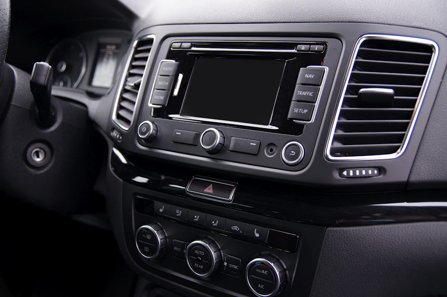 Premium car dashboard with an installed touchscreen head unit