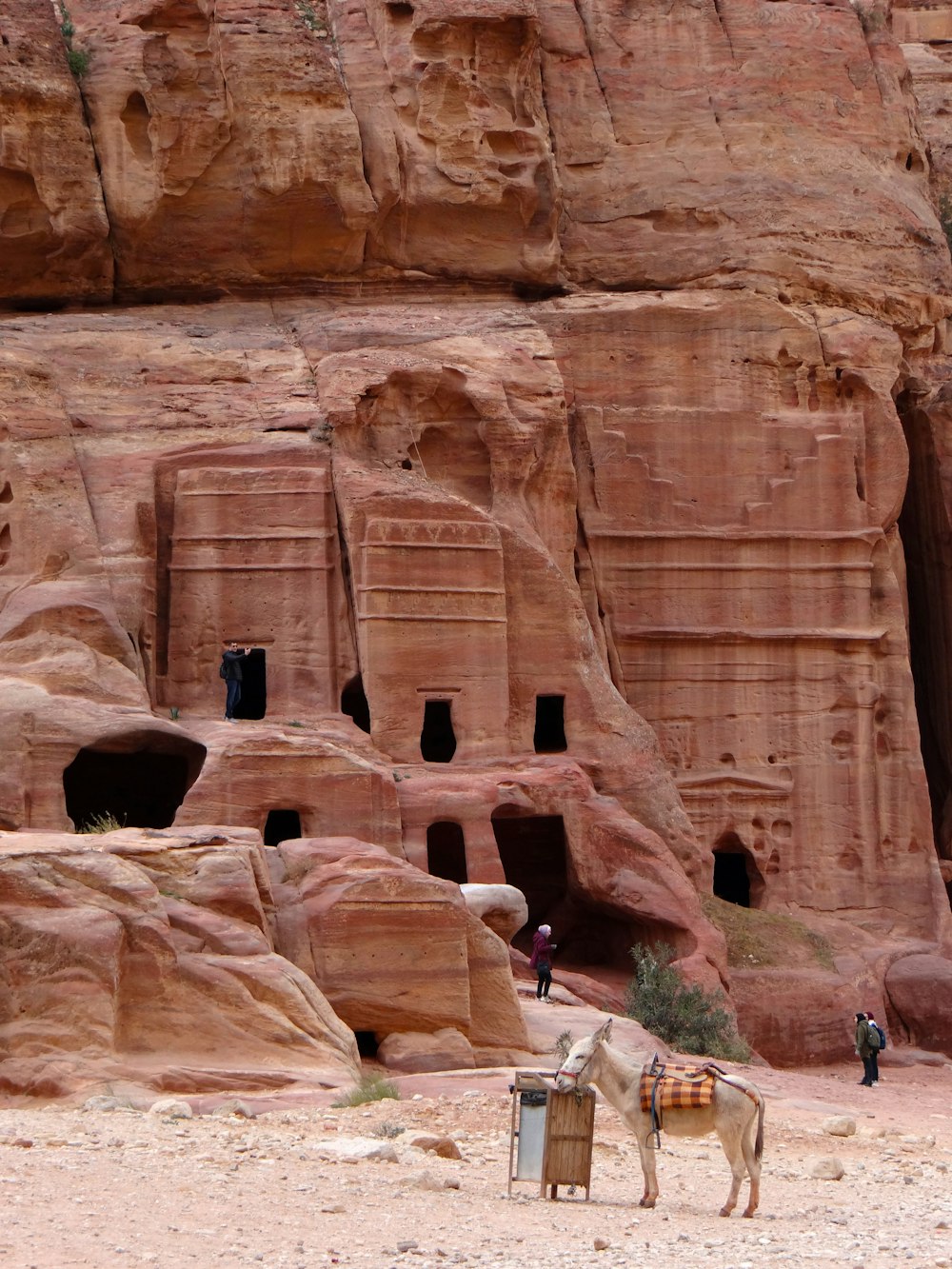 people walking on brown rock formation during daytime