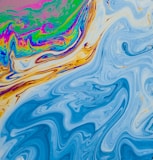 blue white and pink abstract painting