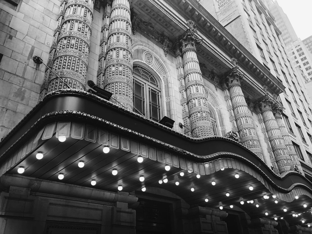 Theater marquee on a city street