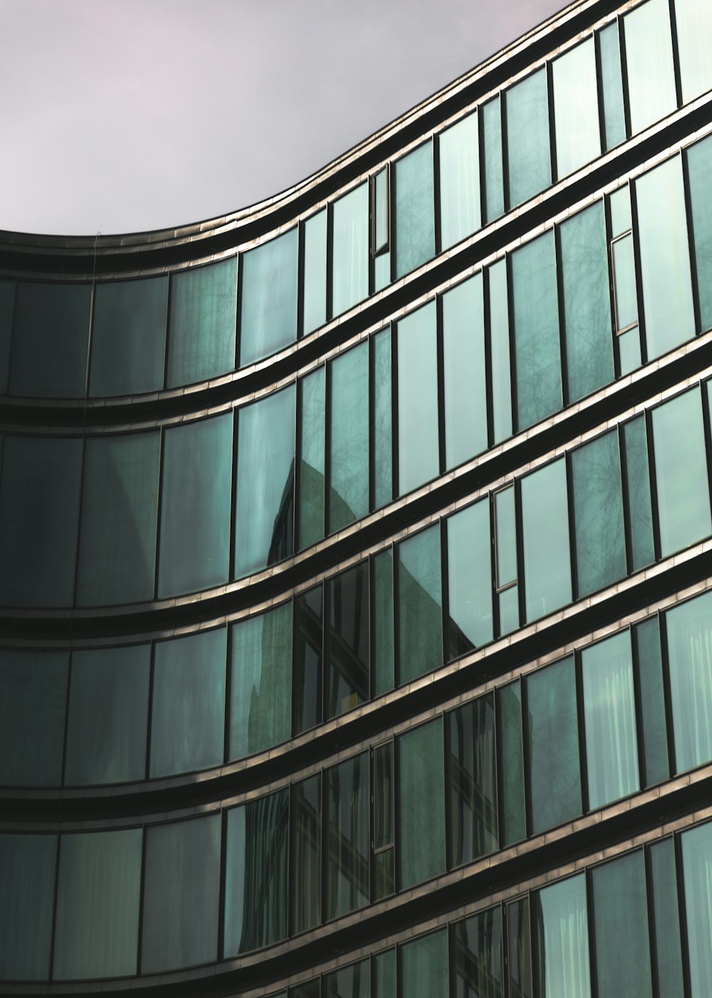 black and white glass walled building