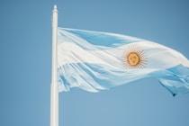 blue and white striped flag