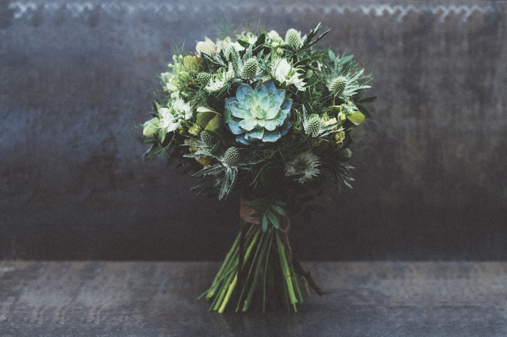 green and white flower bouquet