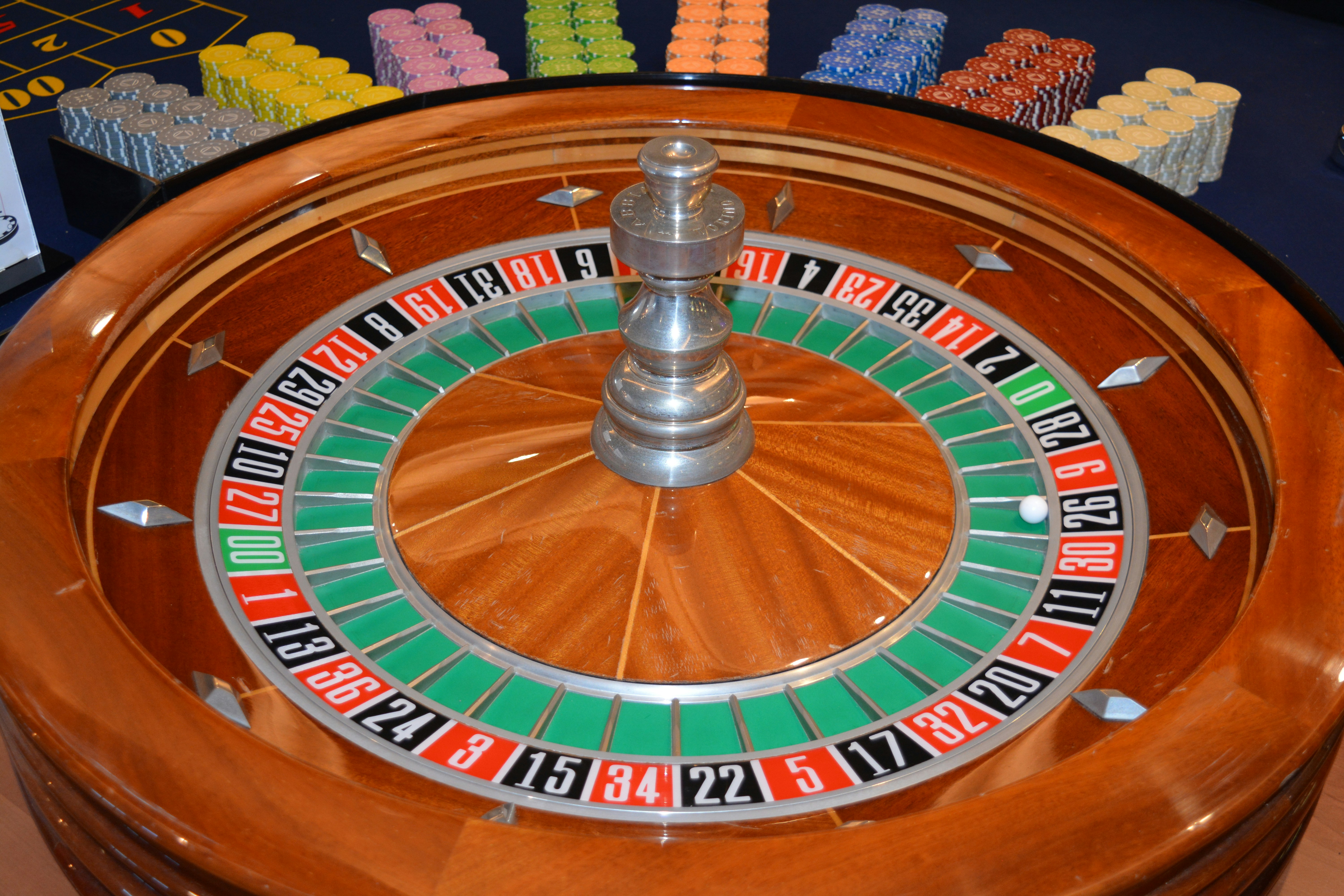 Roulette wheel in a casino for gambling entertainment