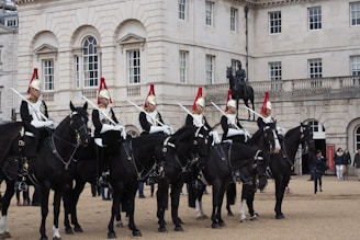 black and white horse statue
