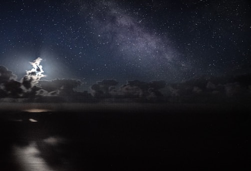 A serene night sky filled with bright stars and a glowing moon, inviting peaceful connection.