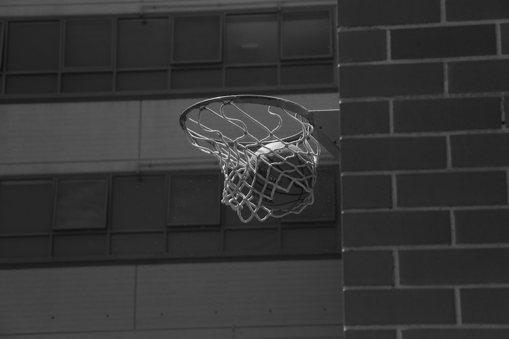 black and white basketball hoop