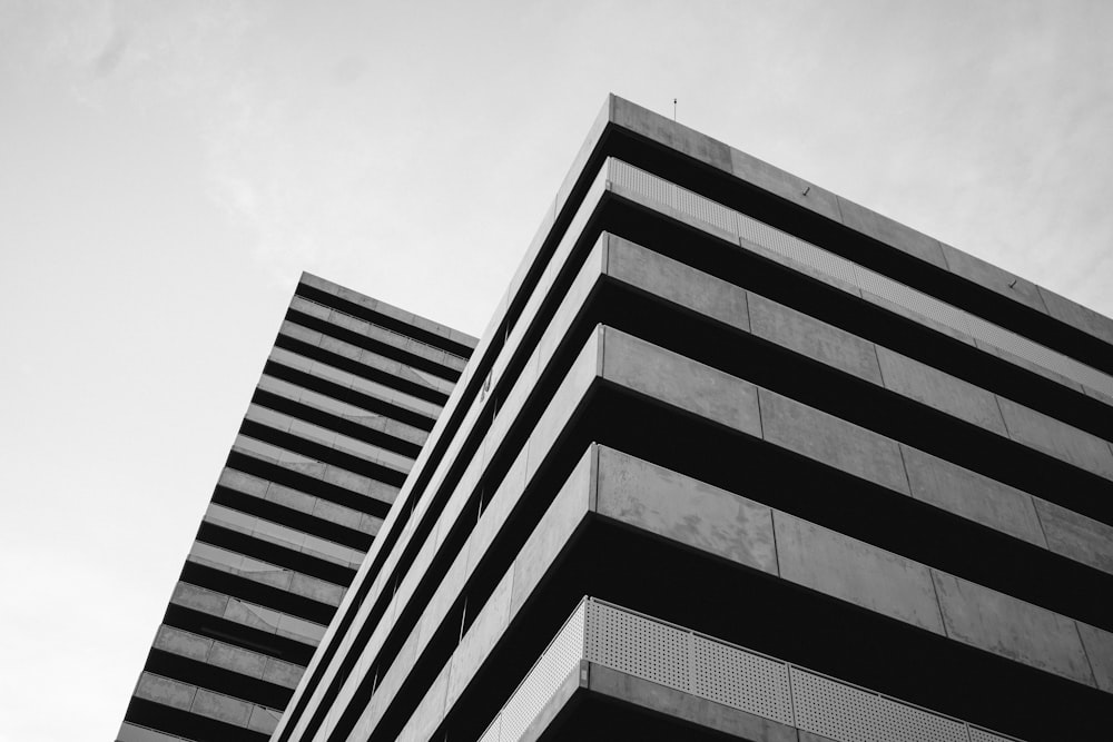 grayscale photo of concrete building