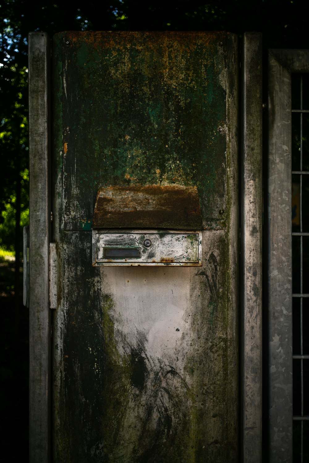 green and brown wooden door