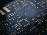 close up of dark blue circuit board