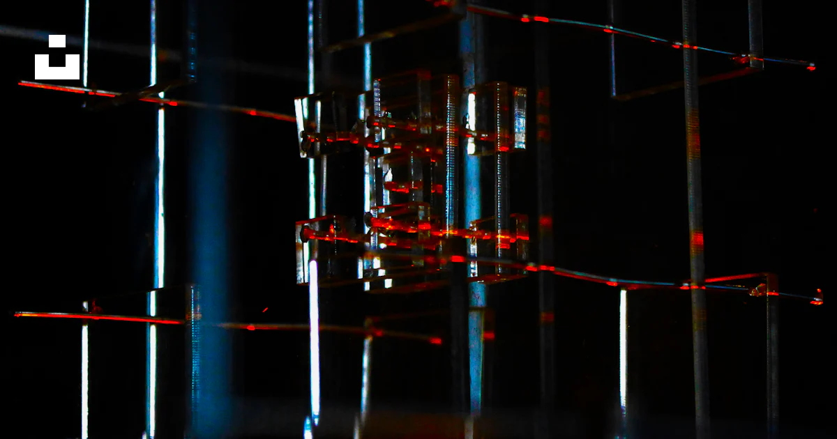 Blue and red light reflection on water photo – Free Contempory art ...