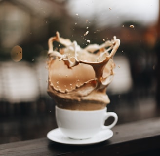 ice cream in white ceramic cup