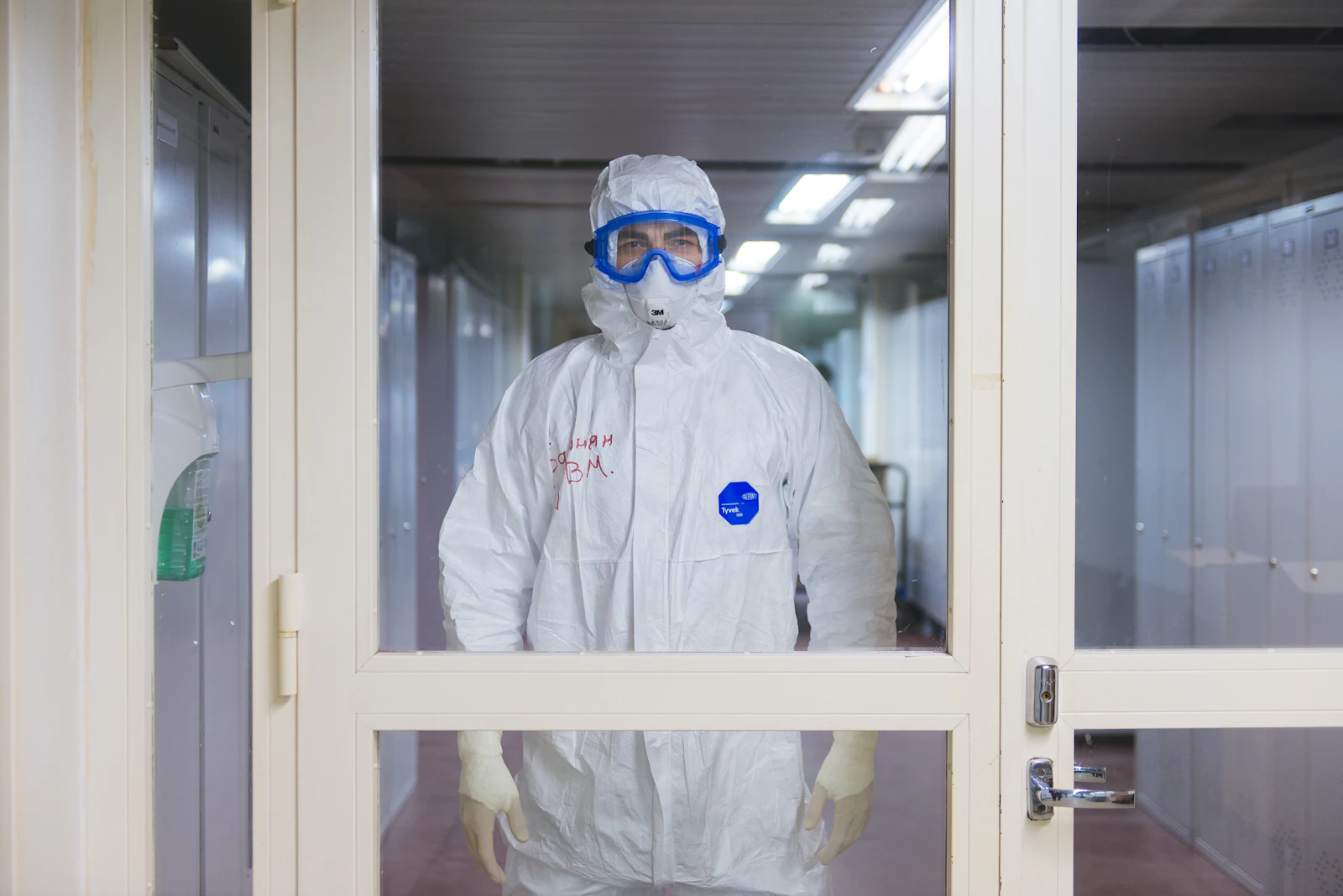 KAVACH technician wearing protective goggles