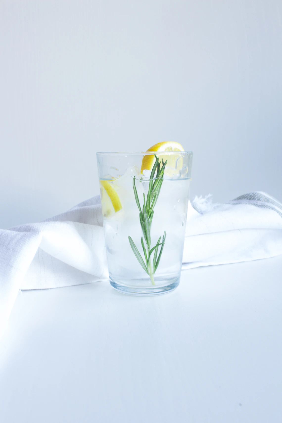 Glass of rosemary lemonade outdoors
