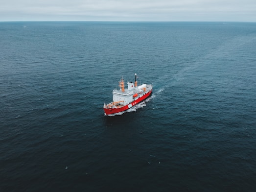 red and white ship on sea during daytime