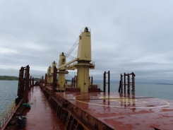 Close-up of cargo being carefully examined on a ship deck