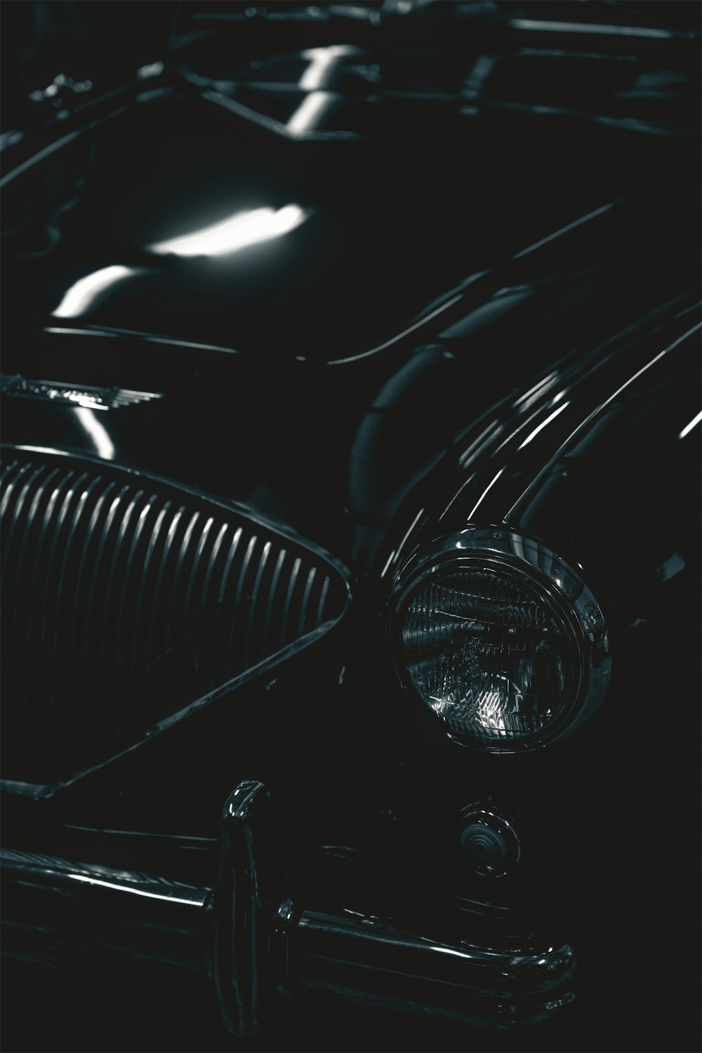 白い光の黒い車