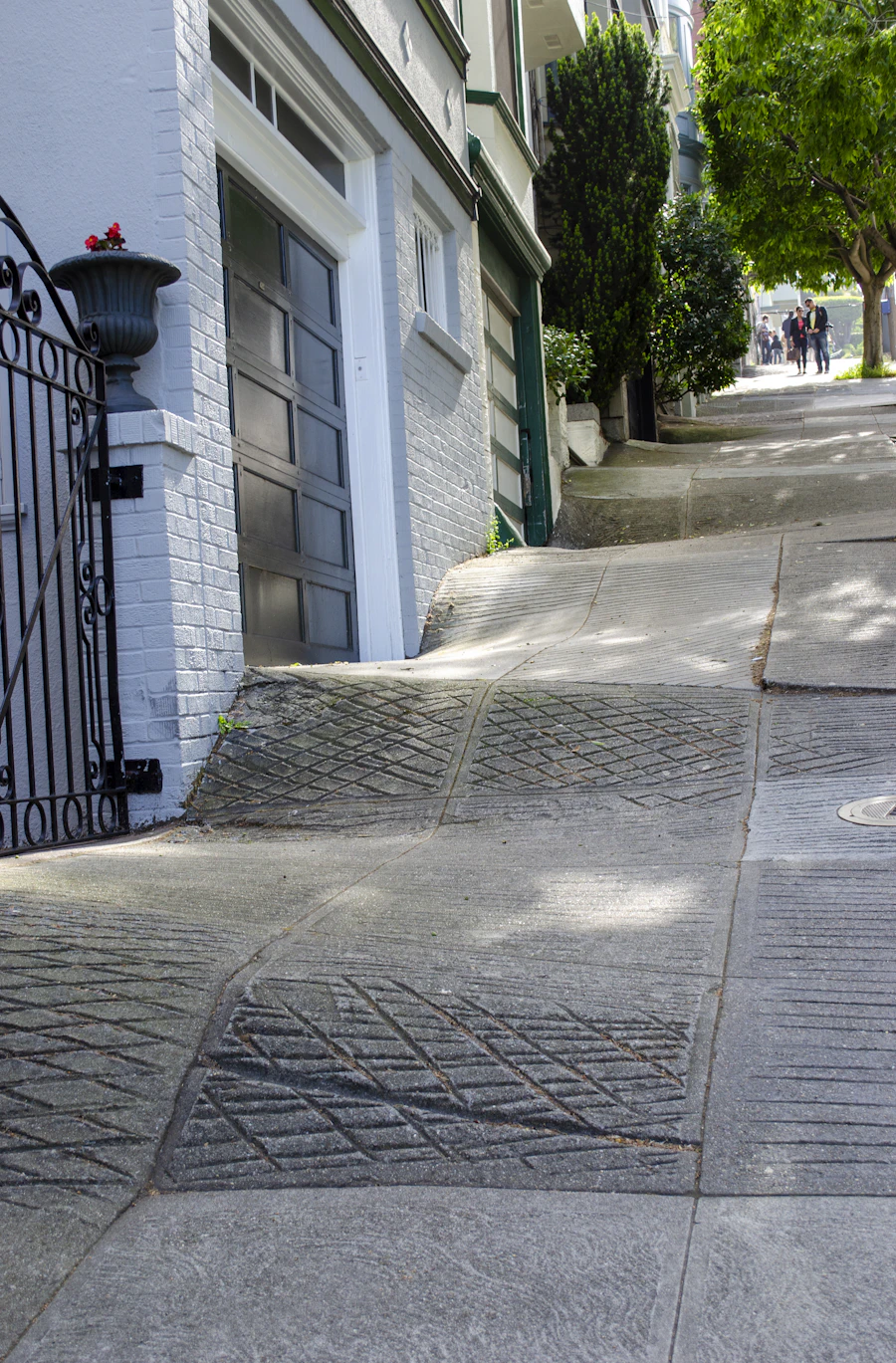 A decorative paved concrete walkway pattern.