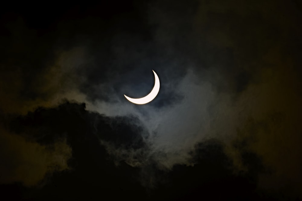 white and black crescent moon