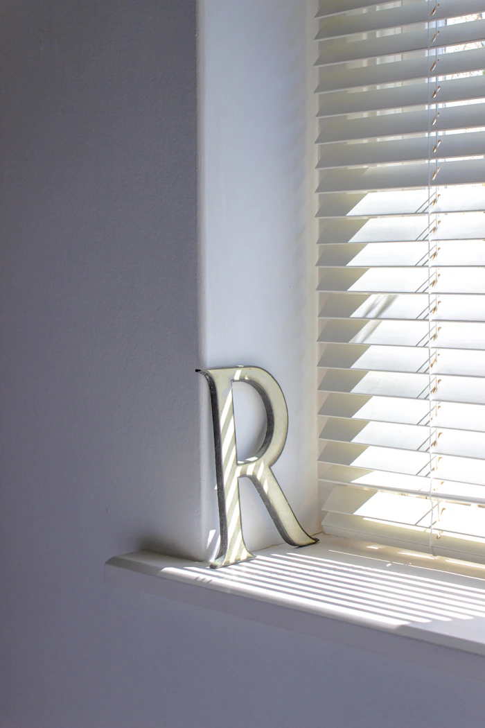 Close-up of clean white window blinds with soft diffused light