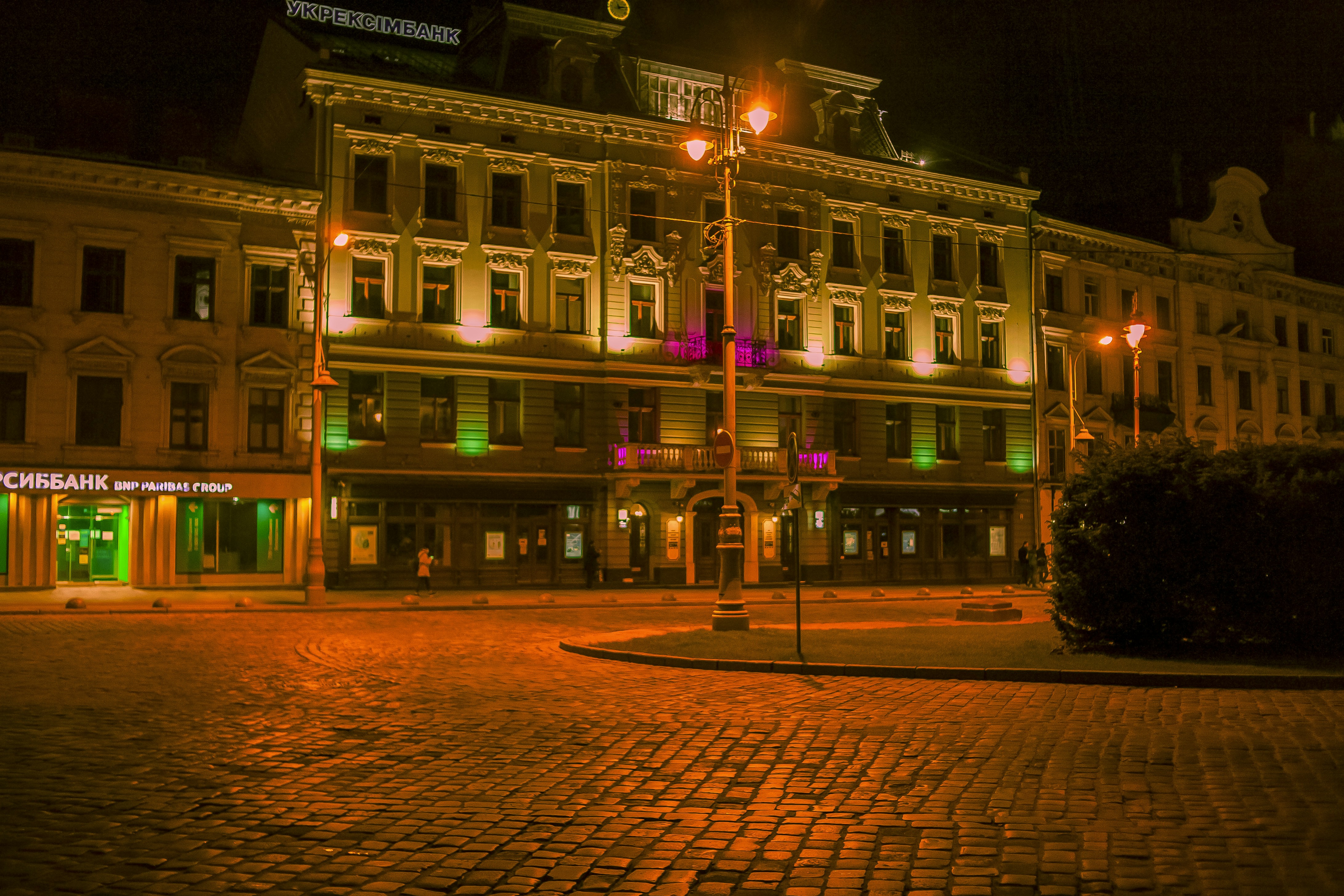 brown and white concrete building during night time, 