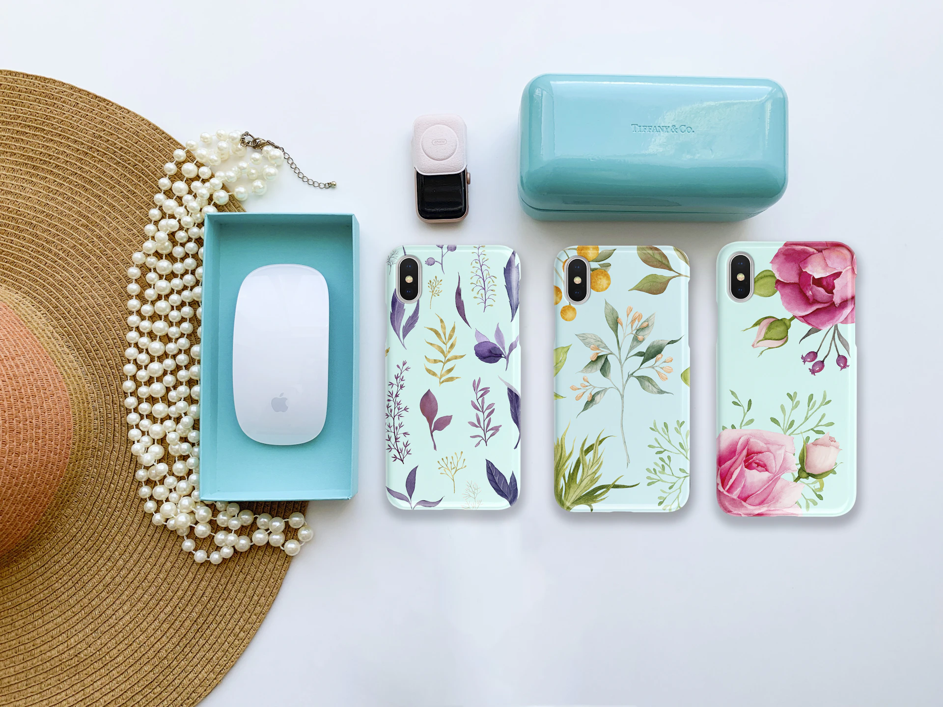 white and pink floral iphone case