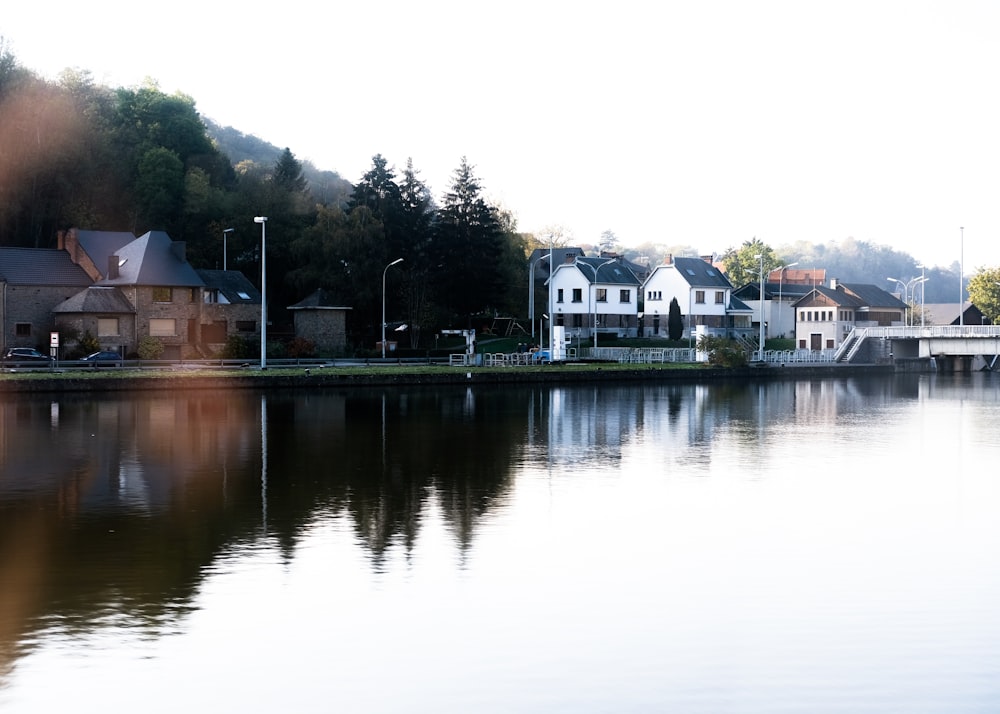 white and brown house near body of water during daytime