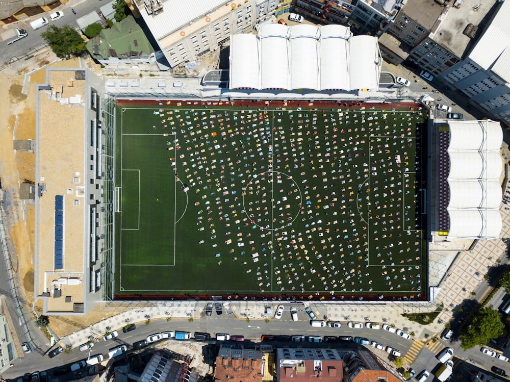 green and white football field