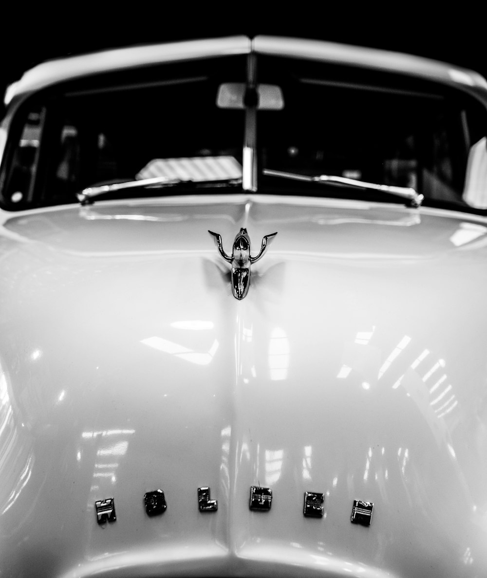 grayscale photo of classic car