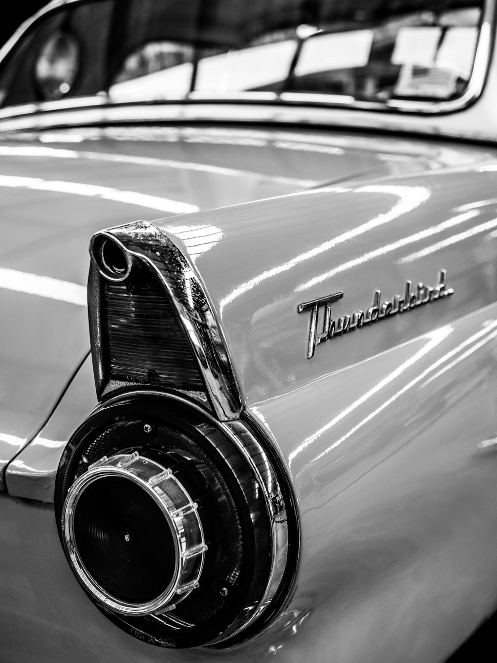 grayscale photo of classic car