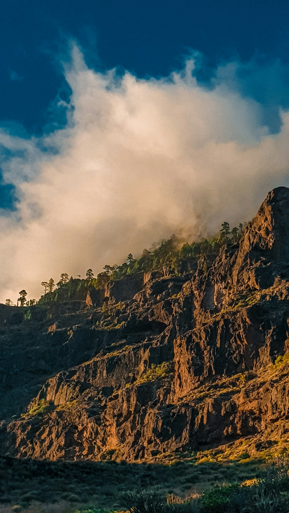 people on top of mountain under white clouds and blue sky during daytime