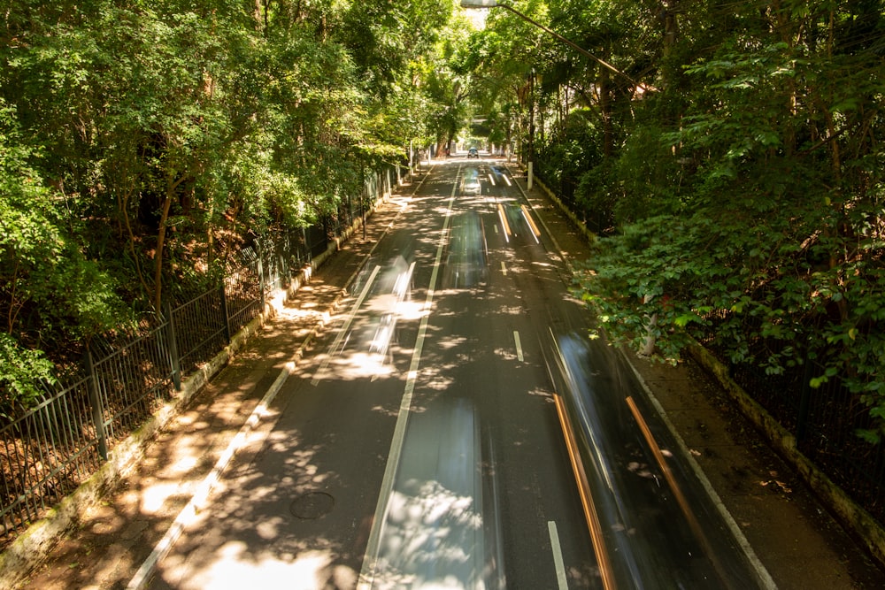 black asphalt road between green trees during daytime