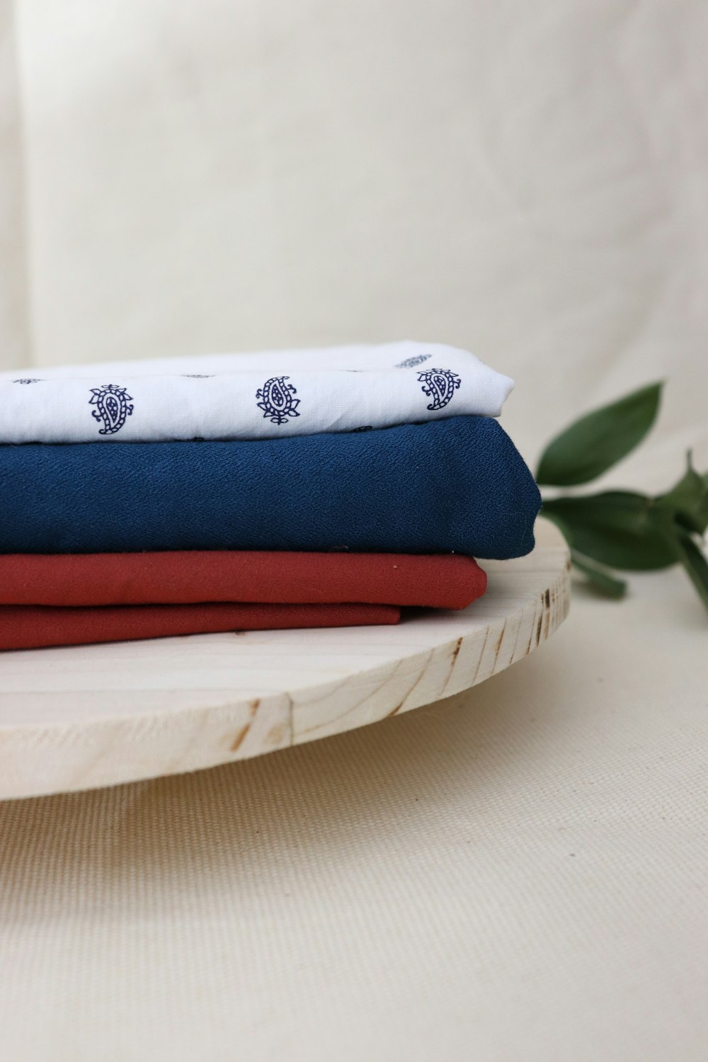 blue red and white textiles