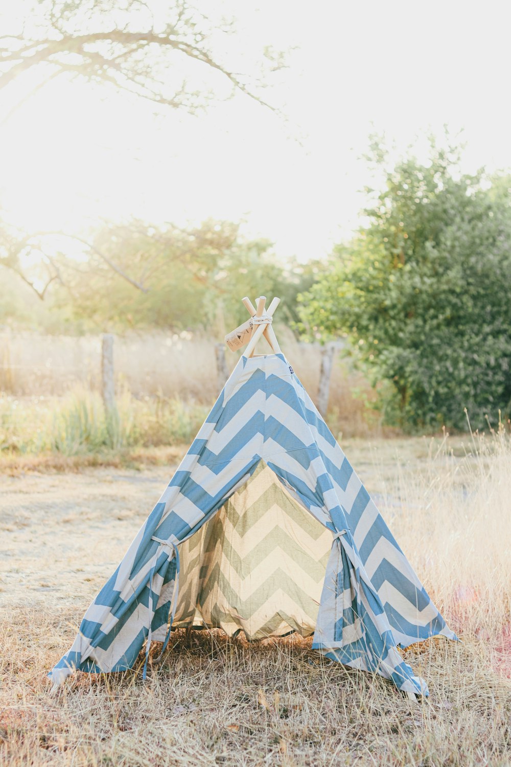 green and white striped tent on brown grass field during daytime