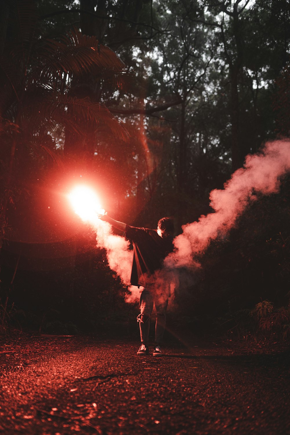 man in black jacket standing on forest during daytime