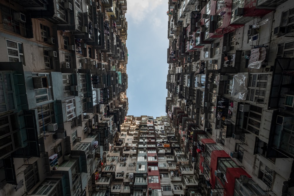 low angle photography of high rise buildings