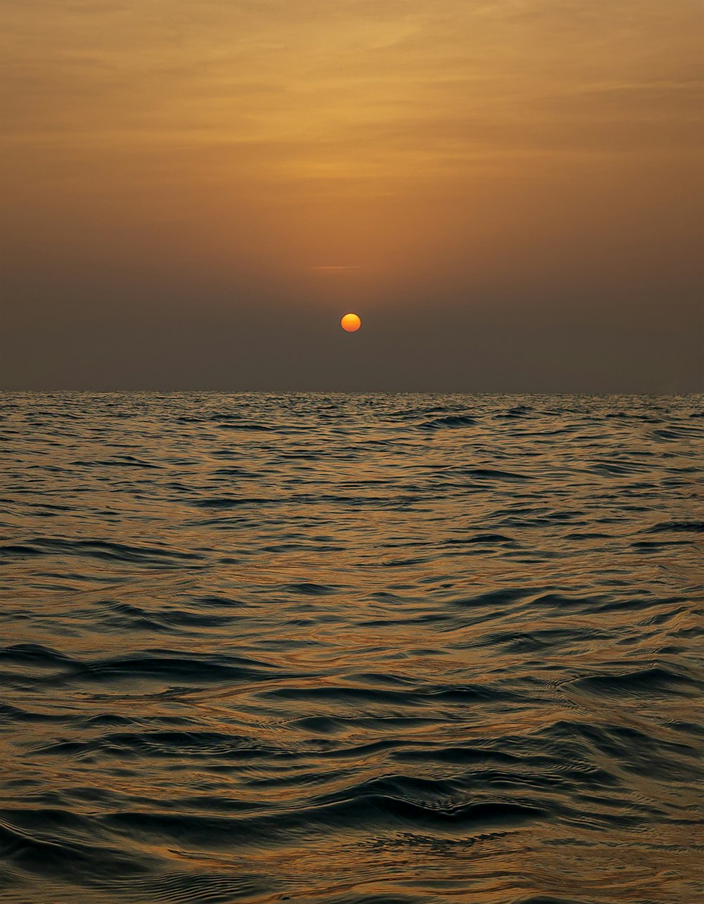 body of water during sunset